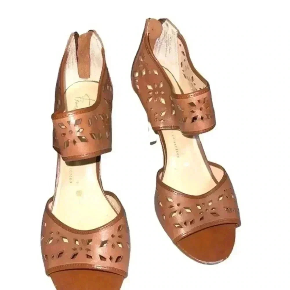 FRANCO SARTO LEATHER ANKLE STRAP SANDALS - Picture 2 of 9